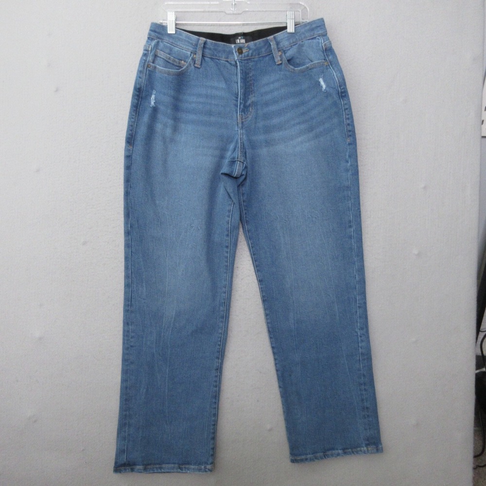Lularoe Jeans Plus 30 Blue Ankle Stretch Distressed Whiskering Medium Wash
